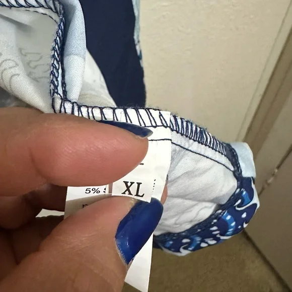 Navy Blue Kimono Jacket with Ocean Wave Design - Picture 8 of 10